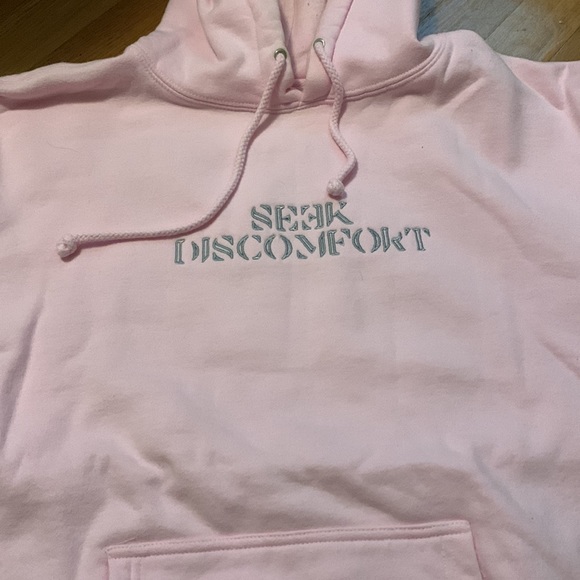 Yes theory pink men’s seek discomfort hoodie, size L - Picture 2 of 2